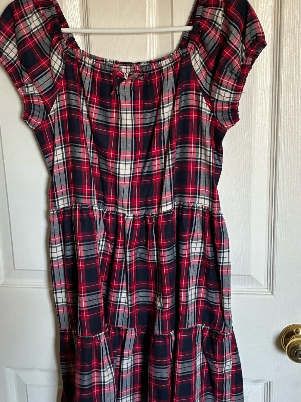 The Children's Place Red, White & Blue Plaid Tiered Peasant Dress - Picture 3 of 3